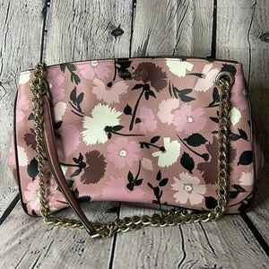 Women’s Kate Spade Briar Lane pink floral purse. Interior very clean,chain strap